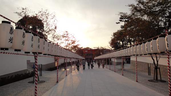 lanterns line both sides of the main walkway
